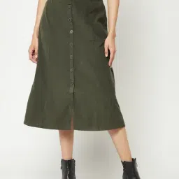 Crimsoune Club Olive Cotton Midi Skirt-picture-15