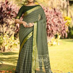 Anouk Rustic Ethnic Motifs Block Print Saree-picture-9
