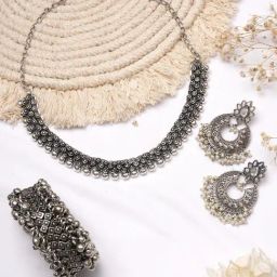Teejh Pitara Collection Madhuri Silver Oxidized Jewellery Set-picture-15