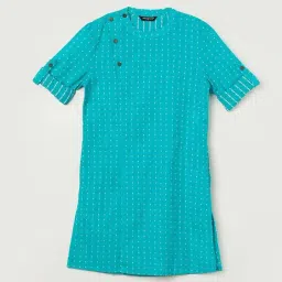 Melange by Lifestyle Kids Aqua Blue Cotton Printed Full Sleeves Kurta-picture-26