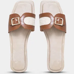 PEEK Women Colourblocked Synthetic Open Toe Flats image 2