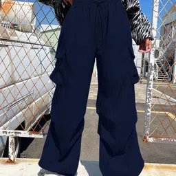 BUY NEW TREND Women Relaxed Loose Fit High-Rise Cargos Trousers-image-30