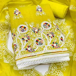 Maroosh Floral Embroidered Thread Work Chanderi Cotton Unstitched Dress Material-picture-38