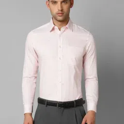 Louis Philippe Pink Cotton Slim Fit Striped Shirt-image-3