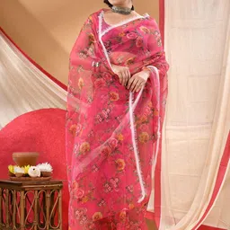 DESH BIDESH Floral Printed Organza Saree-picture-27