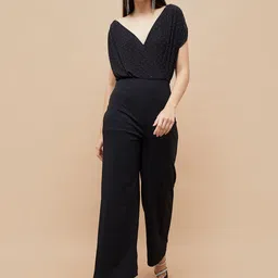 CODE by Lifestyle Women Polka Dot Printed V-neck Short Sleeves Jumpsuit-image-11