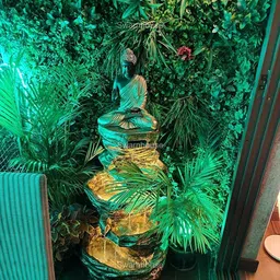 swarn house decor's SwarnHouse Decors® Tiered Buddha Water Fountain for Home, Office, Living Room, Garden Large Size - 4 FT (Gold & Green) image 2