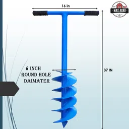 MAXAGRO Earth Auger Hole Digger Dual Blade | Post Hole Digger | Digging Tools for Soil | Agriculture Tools for Faming | Gardening Tool | Auger Machine | Spiral Digger 6 Inch Round Hole image 3
