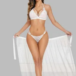 HOT BEES Self Design Halter Neck Baby Doll-image-45