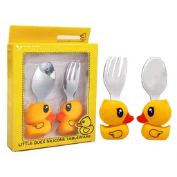 FunBlast Cute Duck Shaped Spoon and Fork Set for Kids - 2 Pcs-image-93