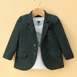 Robo Fry Cotton KnitText Printed T-Shirt & Full Sleeves Blazer - Dark Green-picture-14