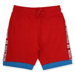 ALAN JONES Cotton Blend Knit Motor Cycle Text Printed Side Taped Shorts - Red-image-62