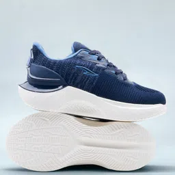 asian Colour Blocked Mesh Detailed Lace Up Sneakers - Blue-image-25