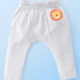 Babyhug Cotton Knit Interlock Diaper Legging With Animals & Star Print Pack Of 3 - Yellow Blue & Grey image 2