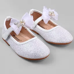 Cute Walk by Babyhug Ballerina with Pearl & Bow Applique Velcro Closure - White image 2