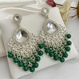 TESSARA Silver-Plated Teardrop Shaped Drop Earrings image 2