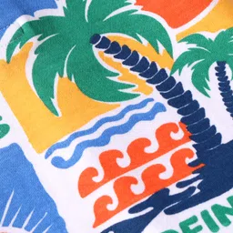 Babyhug Interlock Knit Half Sleeves Romper With Beach Theme Print - Blue image 3