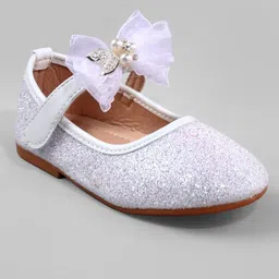 Cute Walk by Babyhug Ballerina with Pearl & Bow Applique Velcro Closure - White image 3