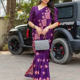 KALINI Floral Silk Blend Dabu Saree-picture-29