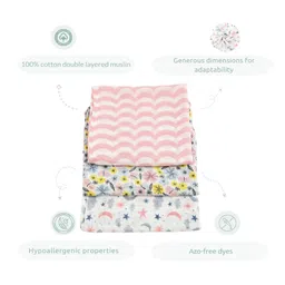 SOVANA Muslin Cotton Baby Swaddles- Set of 3 Pink image 4