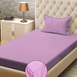 Myntra Elegant Homes Purple 400 TC Fitted Single Bedsheet Set 2.25 m x 1.5 m-image-20
