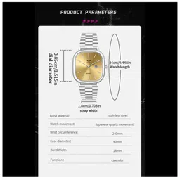 TWIXY Men Brass Dial & Stainless Steel Straps Analogue Watch TYW-007 GOLD image 3