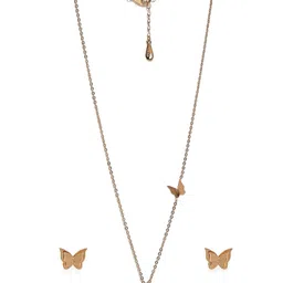 Yellow Chimes Rose Gold-Plated Butterfly-Shaped Jewellery Set image 2