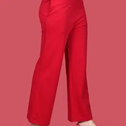 zink london zink Z Red Cotton Regular Fit High Rise Trousers image 3