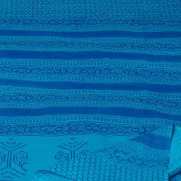 Unnati Silks Blue Cotton Printed Saree With Unstitched Blouse image 3