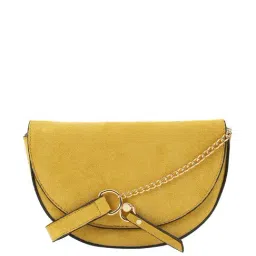 Chumbak Half Moon Yellow Textured Medium Sling Handbag-picture-25