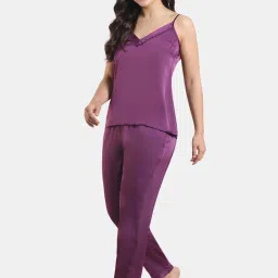 Zivame Purple Regular Fit Top Pyjamas Set image 3