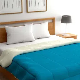 Home Ecstasy Blue & Beige Polyester 110 GSM Double Comforter-image-13