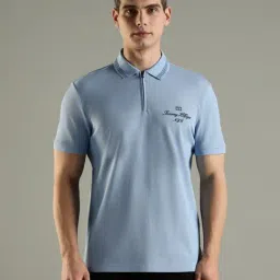 Tommy Hilfiger Europe Collection Light-Blue Cotton Regular Fit Logo Printed Polo T-Shirt-picture-43