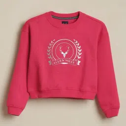 Allen Solly Girls Pink Cotton Regular Fit Graphic Print Sweatshirt-image-62