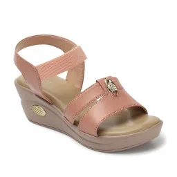 Iconics Women's Peach Ankle Strap Wedges image 3