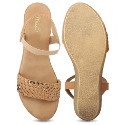 Inc.5 Women's Beige Ankle Strap Wedges image 3