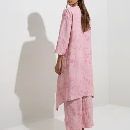 Zuba by Westside Pink Floral Design High-Low Kurta image 2