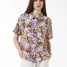 Only Lavender & White Viscose Floral Print Shirt image 2