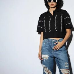 Only Black Embroidered Crop Shirt-picture-12