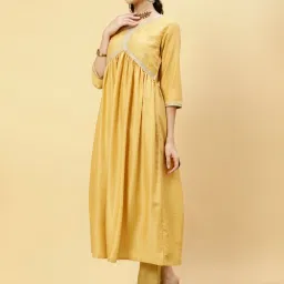 Jaipur Kurti Yellow Embroidered Kurta With Dupatta image 3