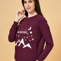 Dreamz by Pantaloons Wine Cotton Graphic Print Sweatshirt image 3