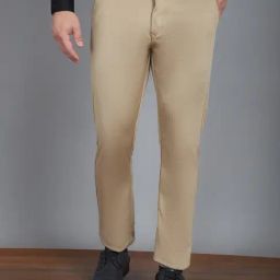 Jainish Beige Cotton Tapered Fit Texture Trousers-picture-11