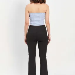 Clovia Blue & Black Regular Fit Top Sports Track Pants Set image 2