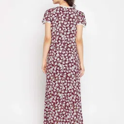 Clovia Maroon Printed Night Dress image 2