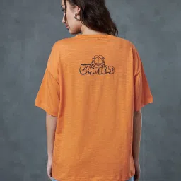 Bewakoof Orange Graphic Print Oversized T-Shirt image 2