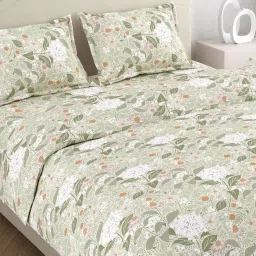 Haus & Kinder Cotton Green Cottage Bloom 144 TC Double Flat Bedsheet with 2 Pillow Covers image 2
