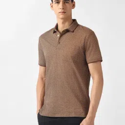 Van Heusen Brown Cotton Regular Fit Printed Polo T-Shirt image 3