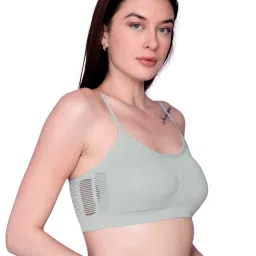 Spiaty Grey Blended Solid Sports Bra image 3