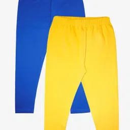 Kiddopanti Kids Blue & Yellow Solid Leggings (Pack Of 2)-image-59