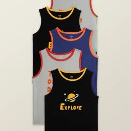 XY Life Kids Multicolor Cotton Relaxed Fit Vests (Pack of 5)-picture-18